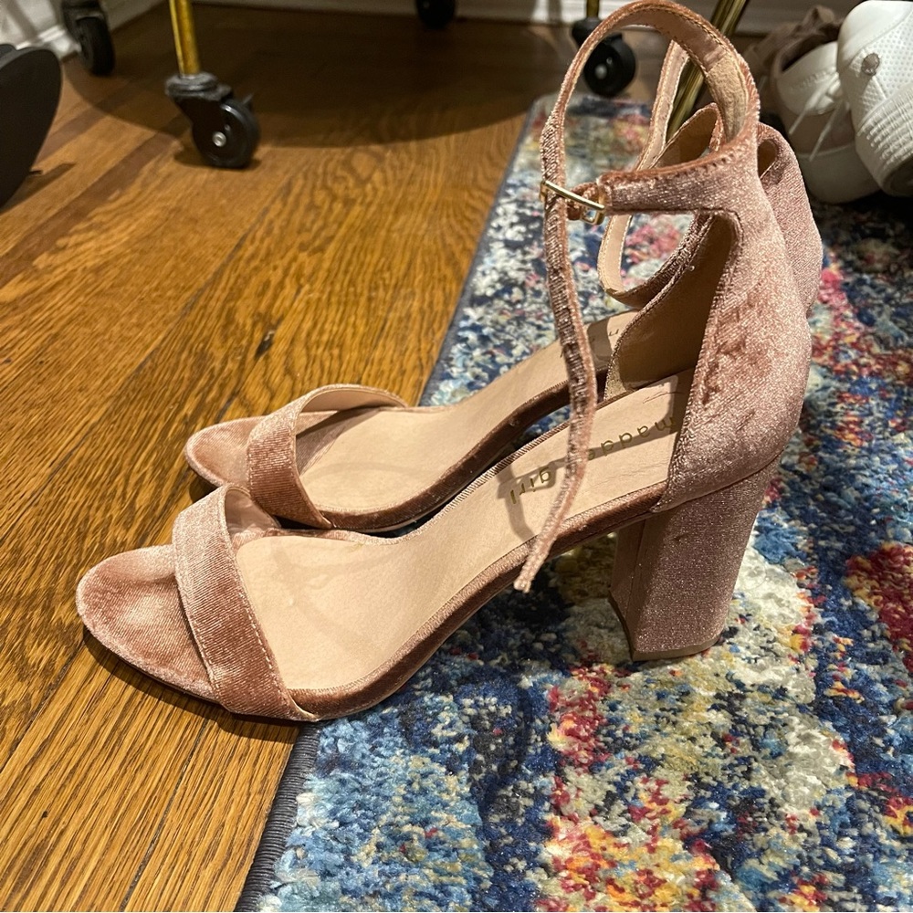 Madden Girl Pink Velvet Block Heels